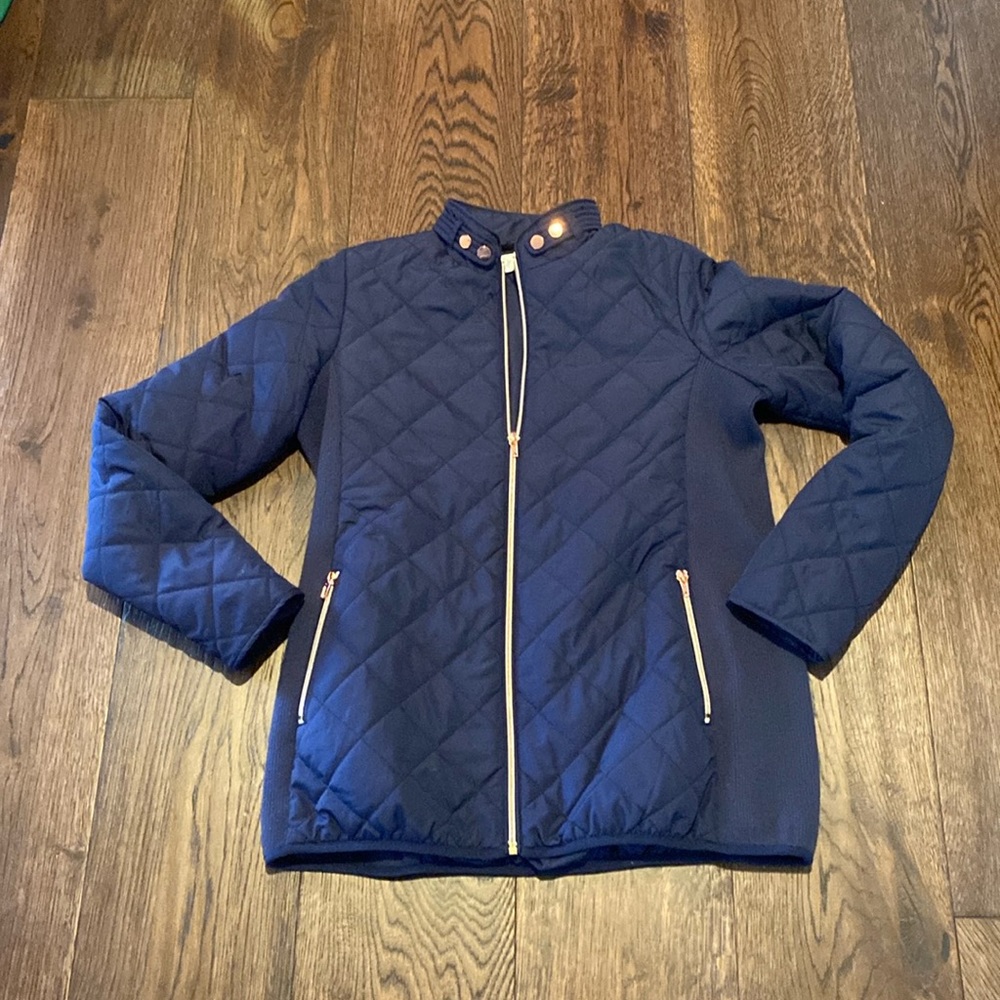 Navy (rose gold zippers) Motherhood Maternity Jacket - Sz Small